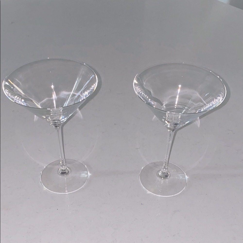 Set of 2‎ Clear Crystal Martini Glasses Elegant Stemware Cocktail Glasses